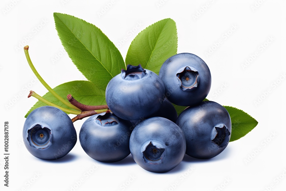 Blueberries with leaves isolated Blueberries with leaves isolated