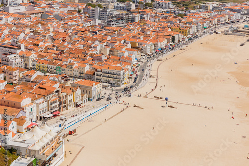 Obraz na płótnie Aerial view of the city of Nazare, Portugal and the Praia, Portugal w salonie