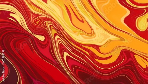 Red and Yellow Background with Marble Texture, Blending Warm Tones with Elegant Patterns, Perfect for Bold Design, Luxury Branding, and Creative Visual Concepts