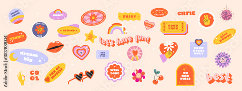Sticker Pack. Collection of trendy pins. Vector Illustration