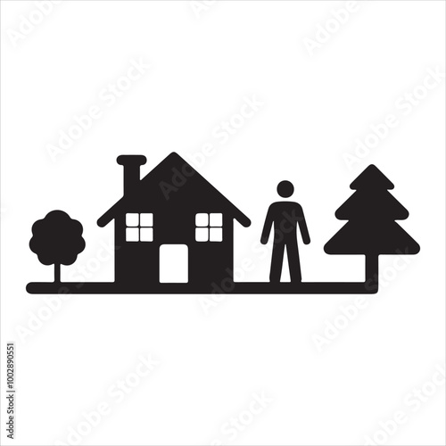 Village icon vector image Can be used for Geography