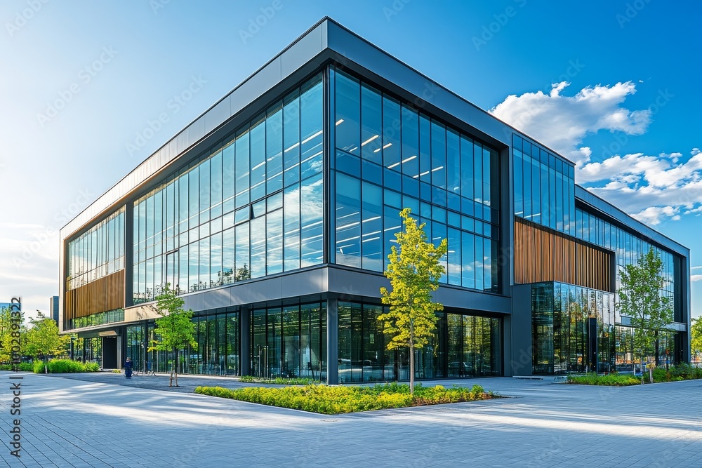 Fototapeta premium Large modern office building, Generative AI