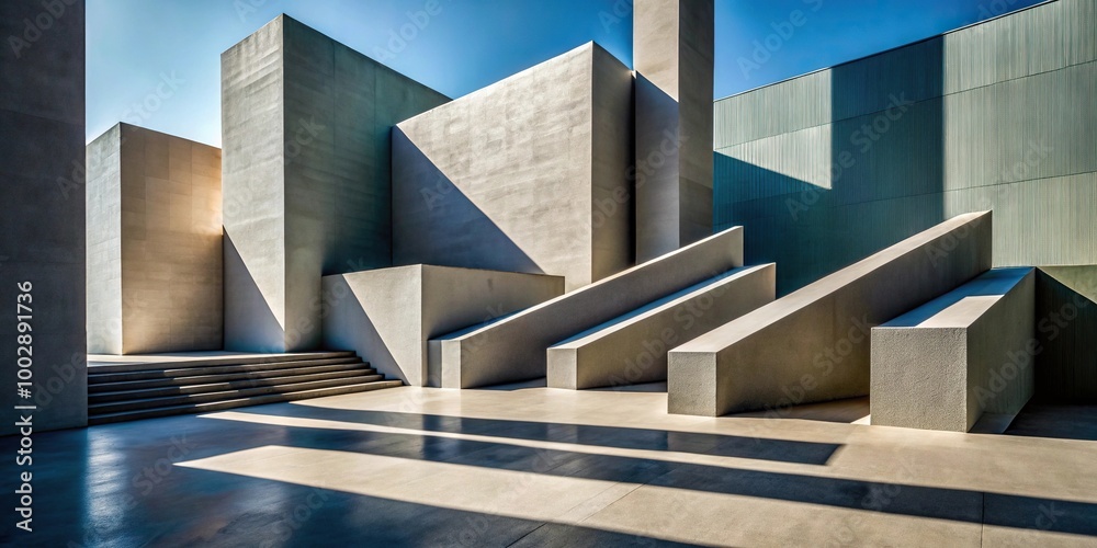Abstract architectural forms and shadows at a tilted angle Abstract architectural forms and shadows at a tilted angle