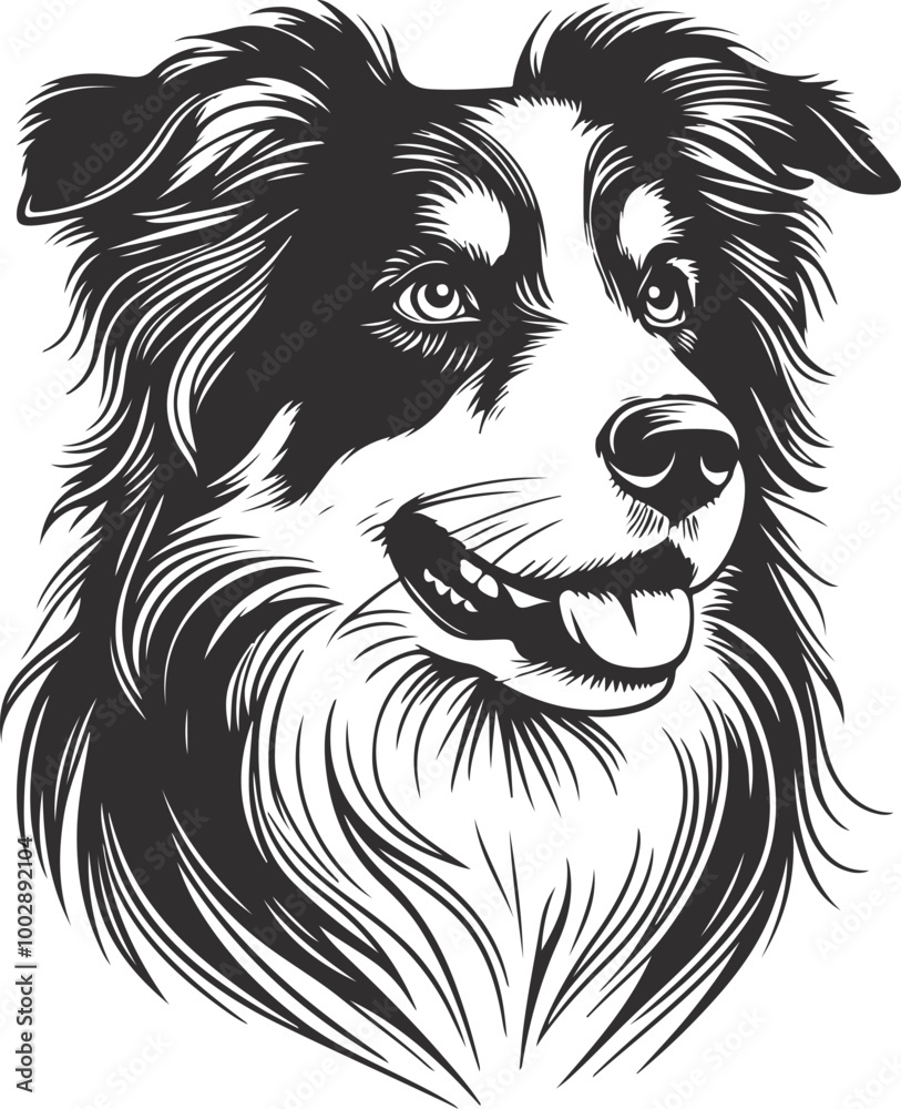 Fototapeta premium Australian Shepherd silhouette, illustration white background
