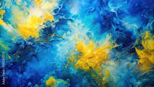 abstract art background with vibrant blue and yellow colors