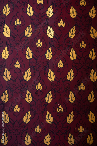 Obraz na płótnie Leaves pattern painting on the wall w salonie
