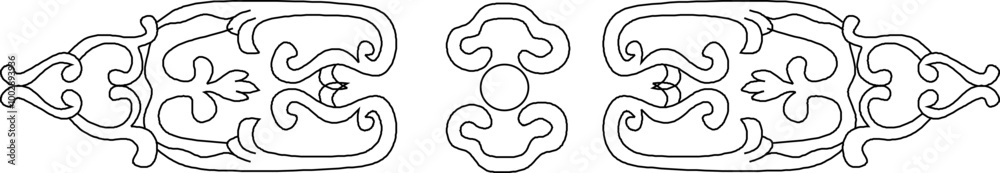 Fototapeta premium Vector sketch illustration silhouette traditional ethnic vintage classic carving ornament design