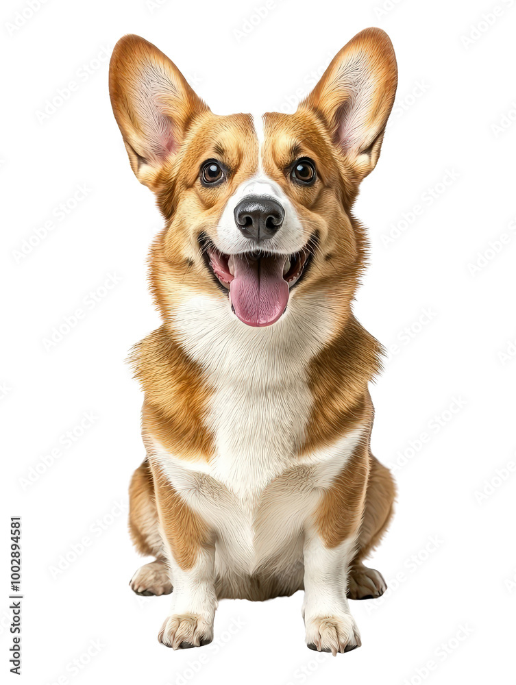Joyful Pembroke Welsh Corgi on Isolated Background Joyful Pembroke Welsh Corgi on Isolated Background