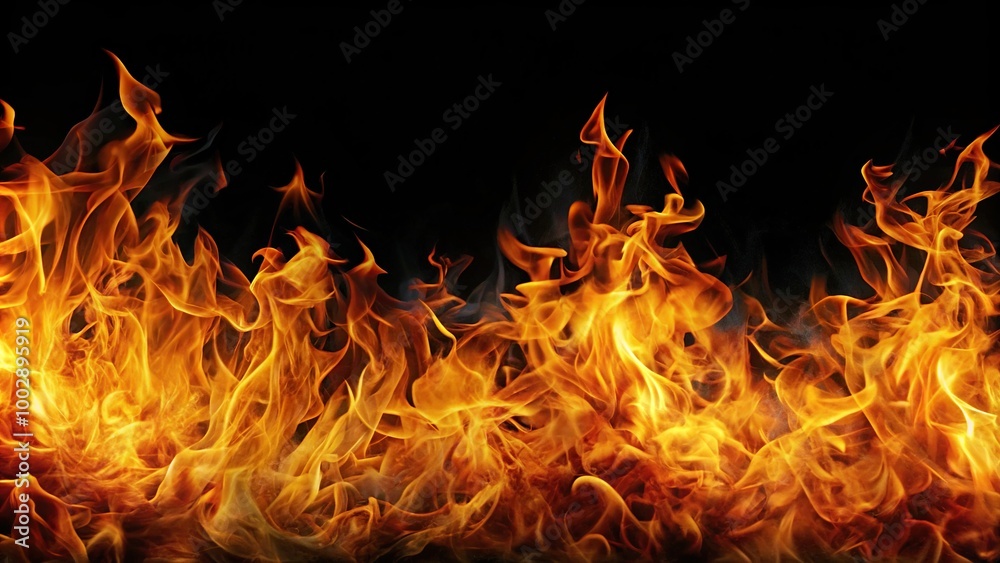 Fototapeta premium Abstract art with fiery flames on black background