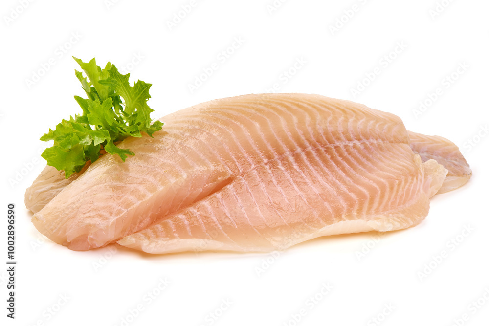 Tilapia fish fillet, isolated on white background Tilapia fish fillet, isolated on white background