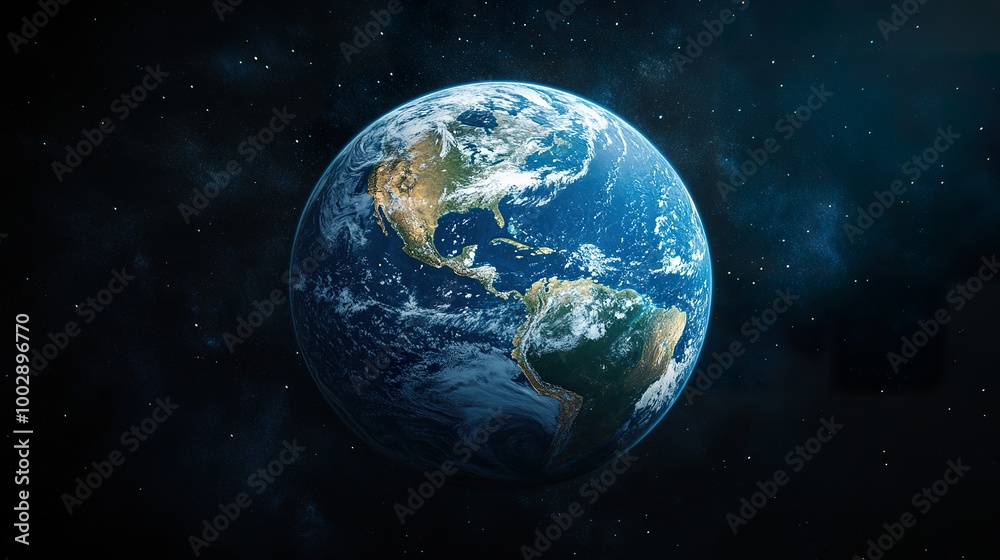 Naklejka premium Detailed Earth View Isolated on Dark Background