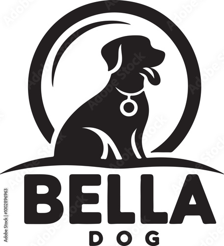 A black Silhouette Bella dog vector design