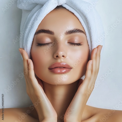 portrait of a woman undergoing cosmetic treatment photo