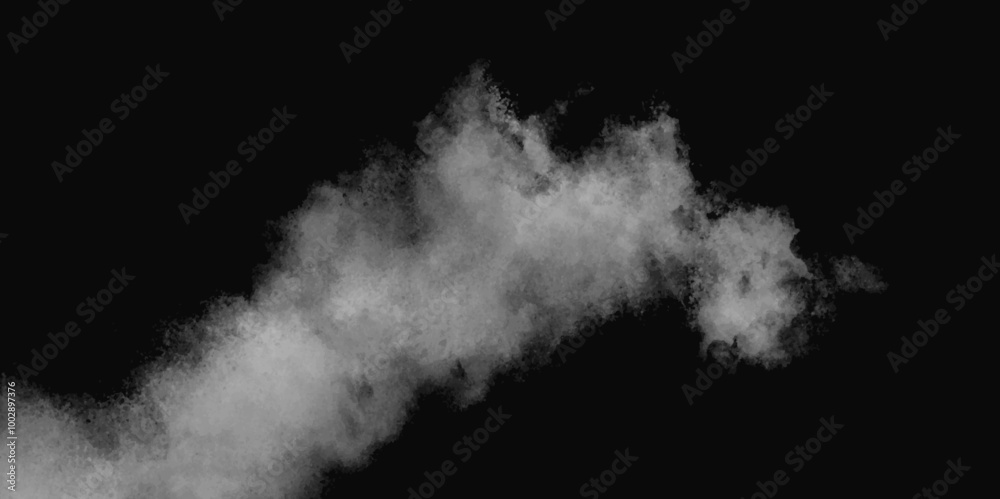 Abstract White cloud isolated on black background, Single cloud black and white image. Abstract White cloud isolated on black background, Single cloud black and white image.