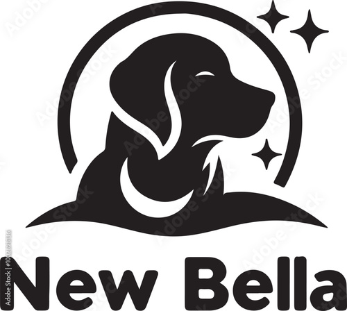 A black Silhouette Bella dog vector design