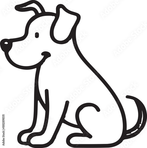 A minimalist, cute dog silhouette in a clean vector style. 