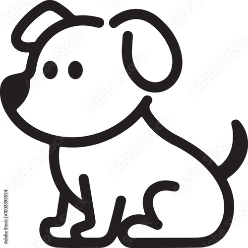 A minimalist, cute dog silhouette in a clean vector style. 