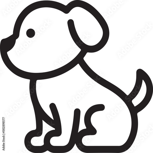 A minimalist, cute dog silhouette in a clean vector style. 