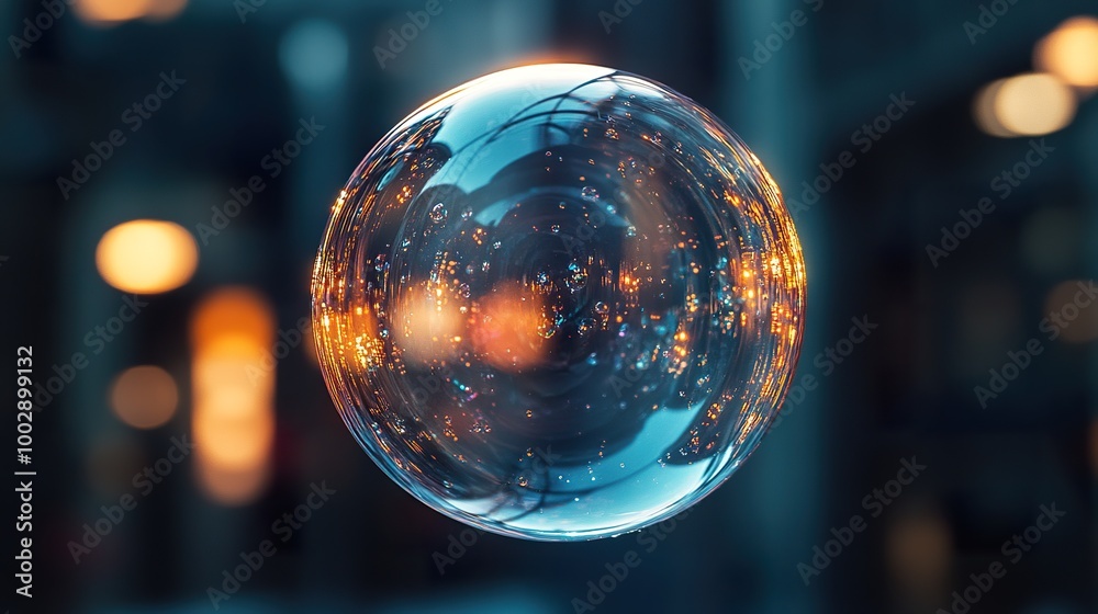 Single Soap Bubble with Bright Reflections Single Soap Bubble with Bright Reflections