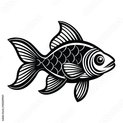 goldfish line art vector design