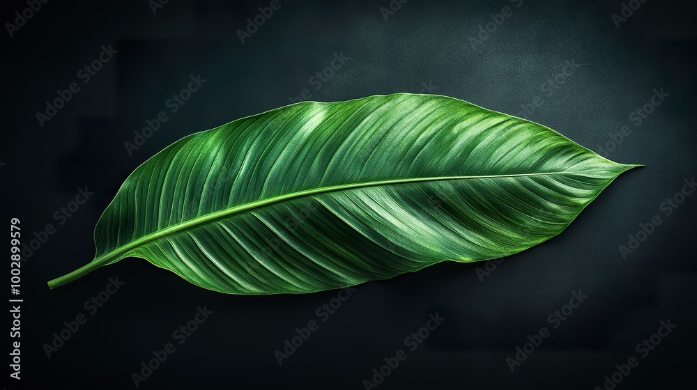 Obraz premium Tropical Leaf with Delicate Edges Isolated on Dark Background