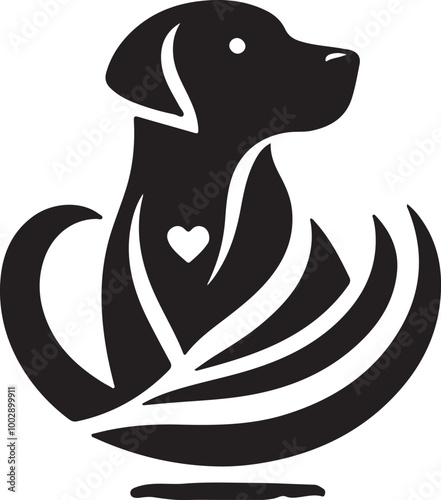 A black Silhouette Bella dog vector design