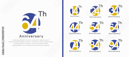 anniversary logotype set. vector design purple and yellow color circle can be use for celebration moment