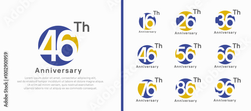 anniversary logotype set. vector design purple and yellow color circle can be use for celebration moment