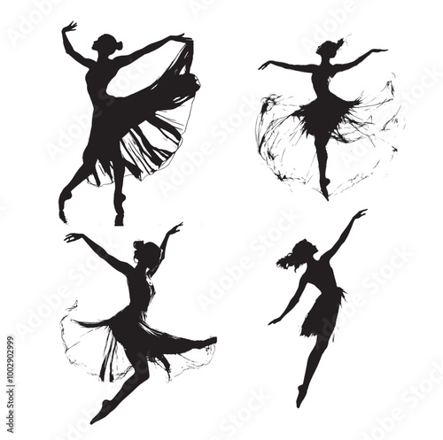 Silhouette of a dancer mid-twirl Capturing the grace and fluidity of movement.