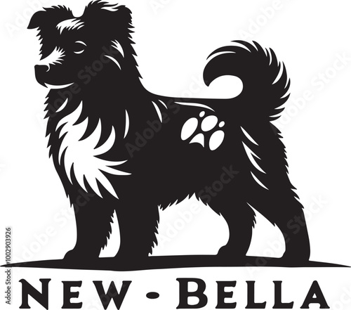 A black Silhouette Bella dog vector design