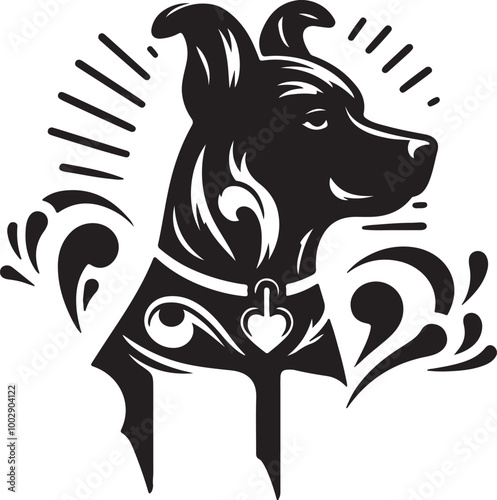 A black Silhouette Bella dog vector design