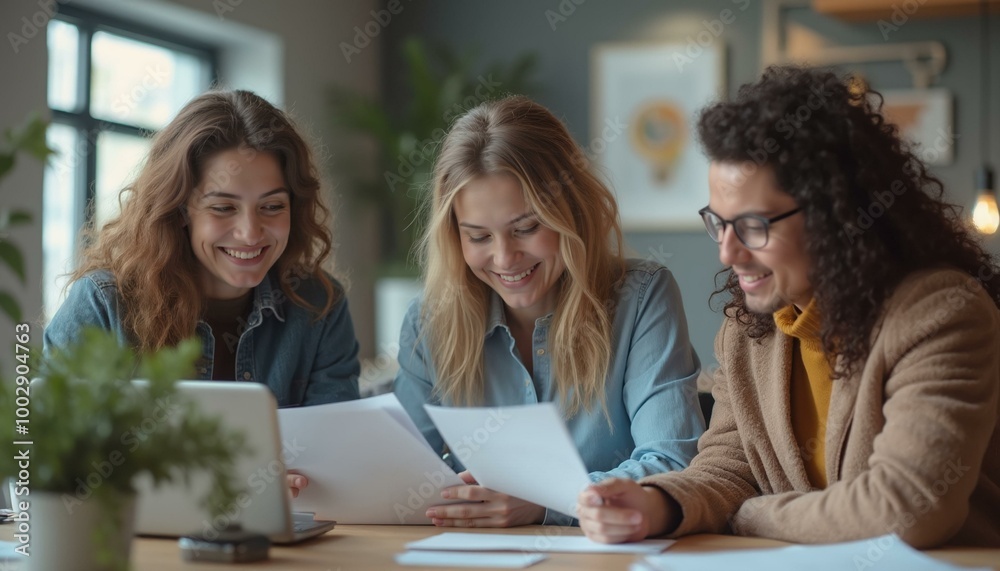Happy Diverse Team Brainstorming, Office Collaboration, Project Planning Happy Diverse Team Brainstorming, Office Collaboration, Project Planning