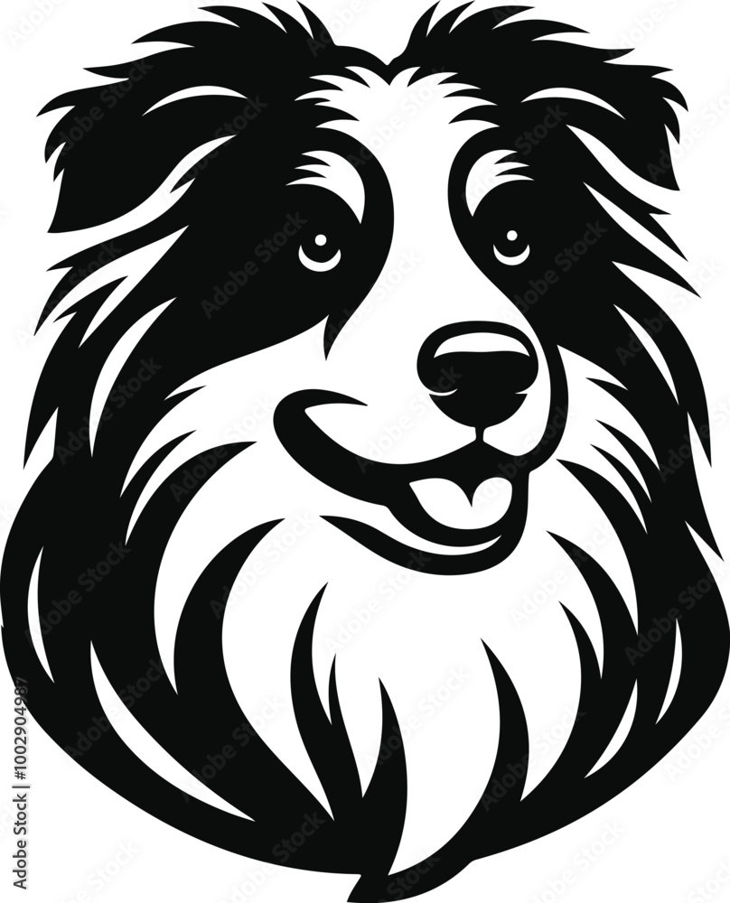 Obraz premium Australian Shepherd silhouette, illustration white background