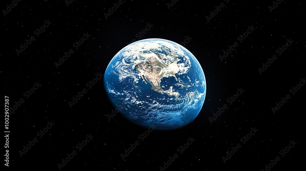 Obraz premium Earth from Space Full View with Continents, Oceans, and Clouds