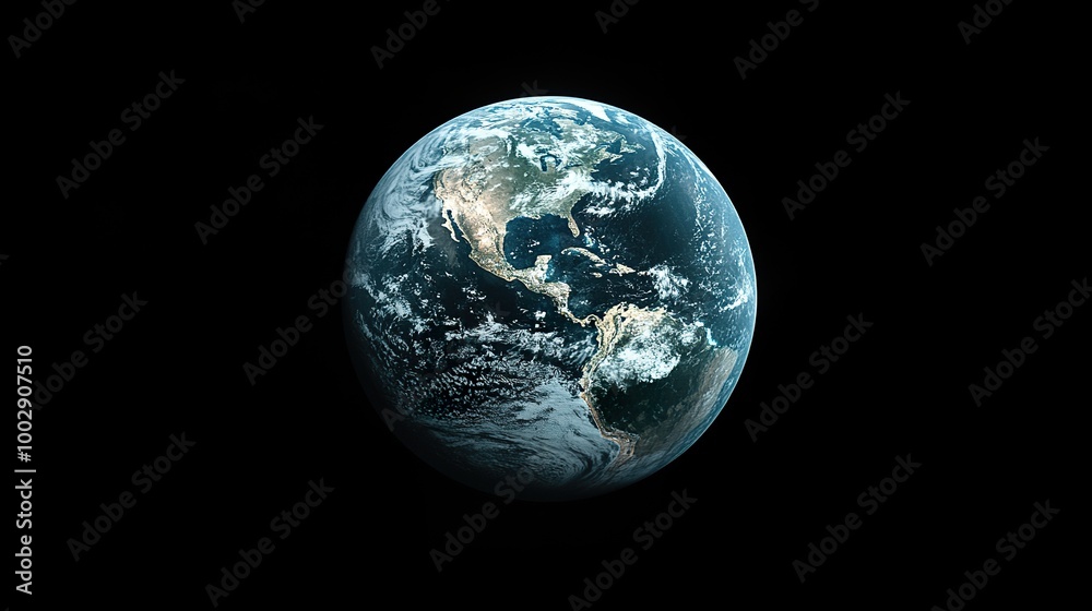 Earth with Weather Systems Isolated on a Dark Background Earth with Weather Systems Isolated on a Dark Background