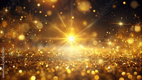 Abstract background of flickering gold particles and light flare Medium Shot