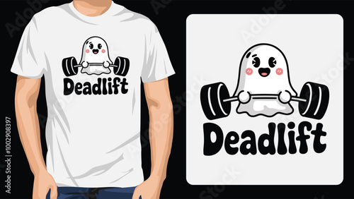 Cute Ghost boo Deadlift Vector Illustration T shirt Designs