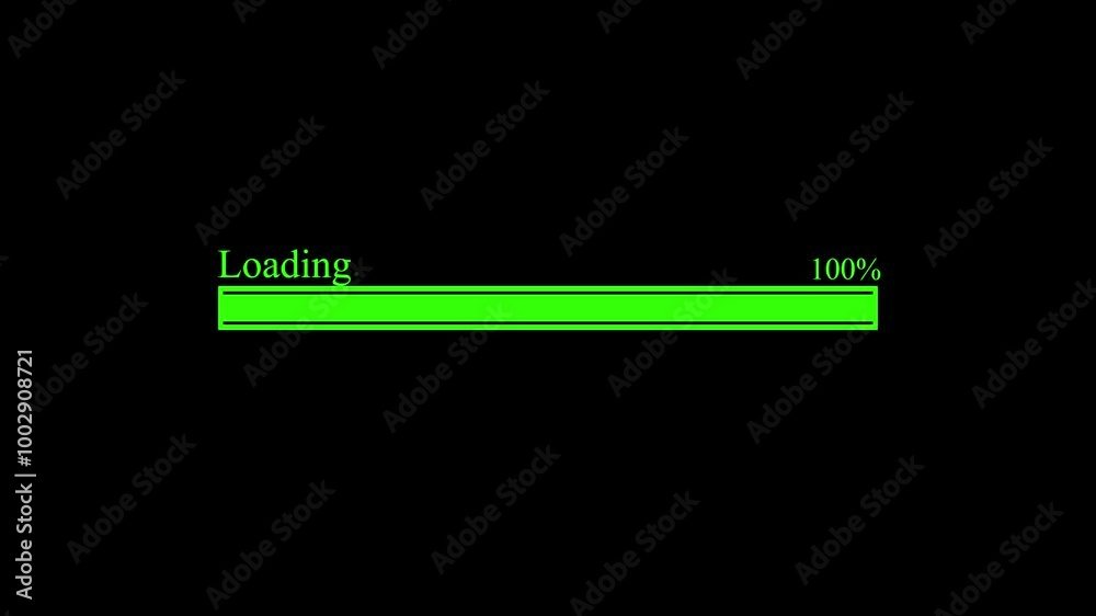 loading bar from 0 to 100 animation with green color in alpha 