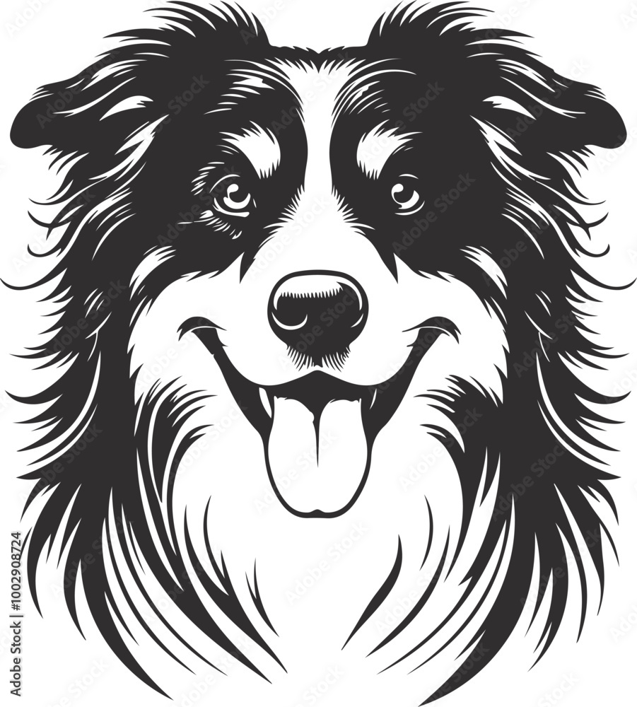 Naklejka premium Australian Shepherd silhouette, illustration white background