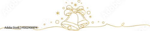 golden christmas bells line art style, vector eps