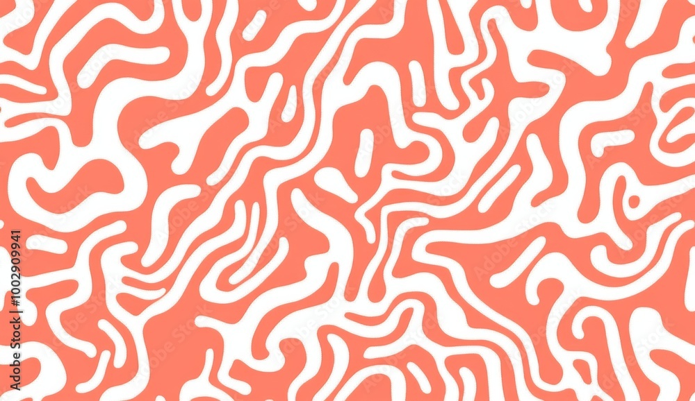 coral and white pattern of squiggles coral and white pattern of squiggles