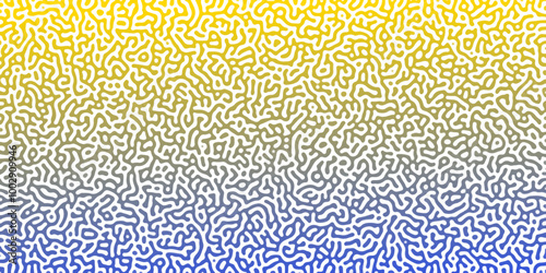 Abstract Reaction-diffusion Turing pattern natural texture coral blue, yellow gradient colour. Linear design with biological shapes. Organic lines in memphis. abstract turing organic wallpaper.	