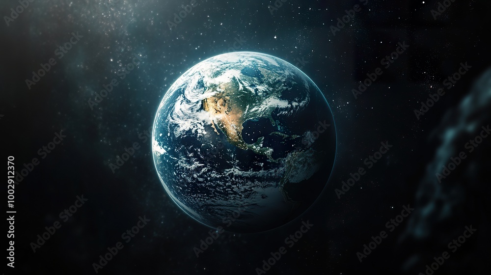 Naklejka premium Realistic Earth Globe with Atmospheric Layers