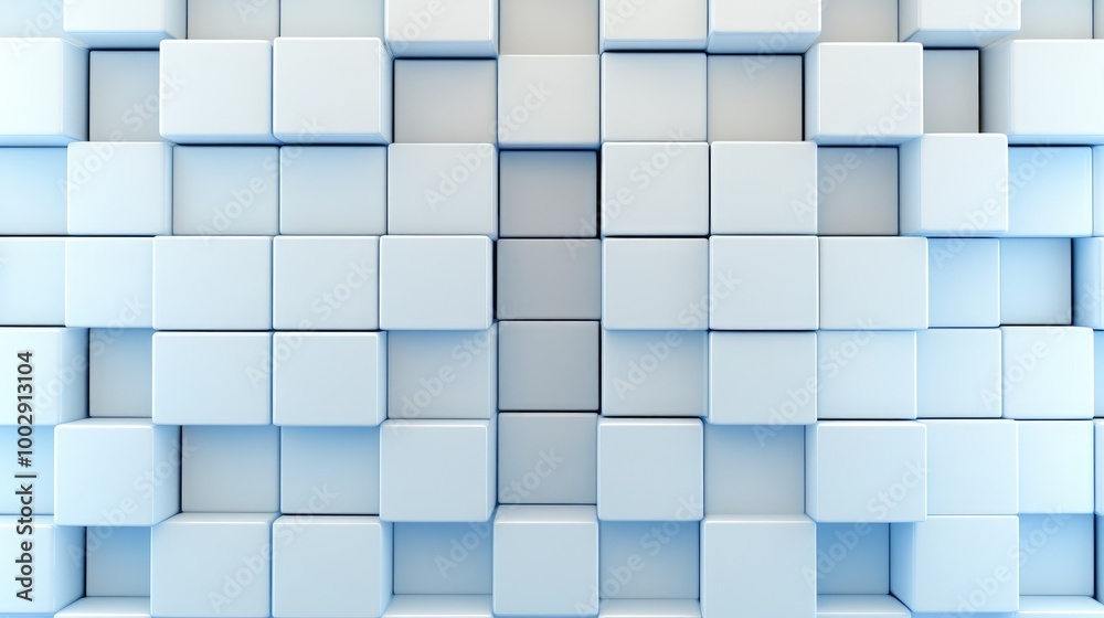 Abstract arrangement of floating cubes in varying shades and sizes creates a modern design on a neutral wall background Abstract arrangement of floating cubes in varying shades and sizes creates a modern design on a neutral wall background