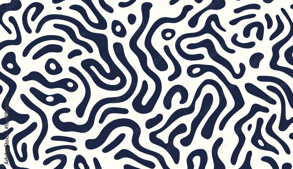 navy and white pattern of squiggles navy and white pattern of squiggles