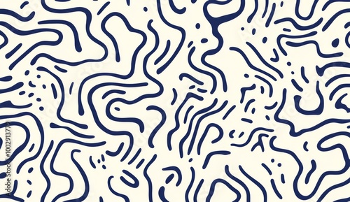 navy and white pattern of squiggles