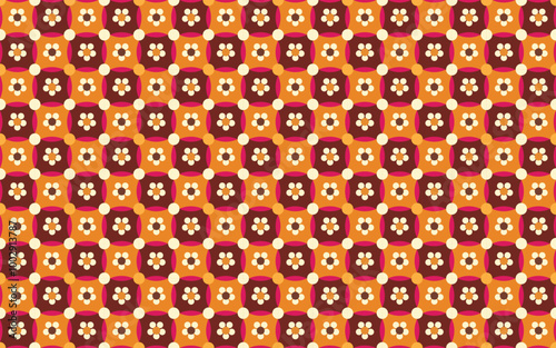 Colorful floral themed batik seamless geometric pattern. Perfect for printing, design and textiles