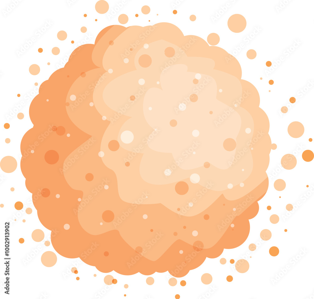Abstract orange shape with bubbles floating around it Abstract orange shape with bubbles floating around it