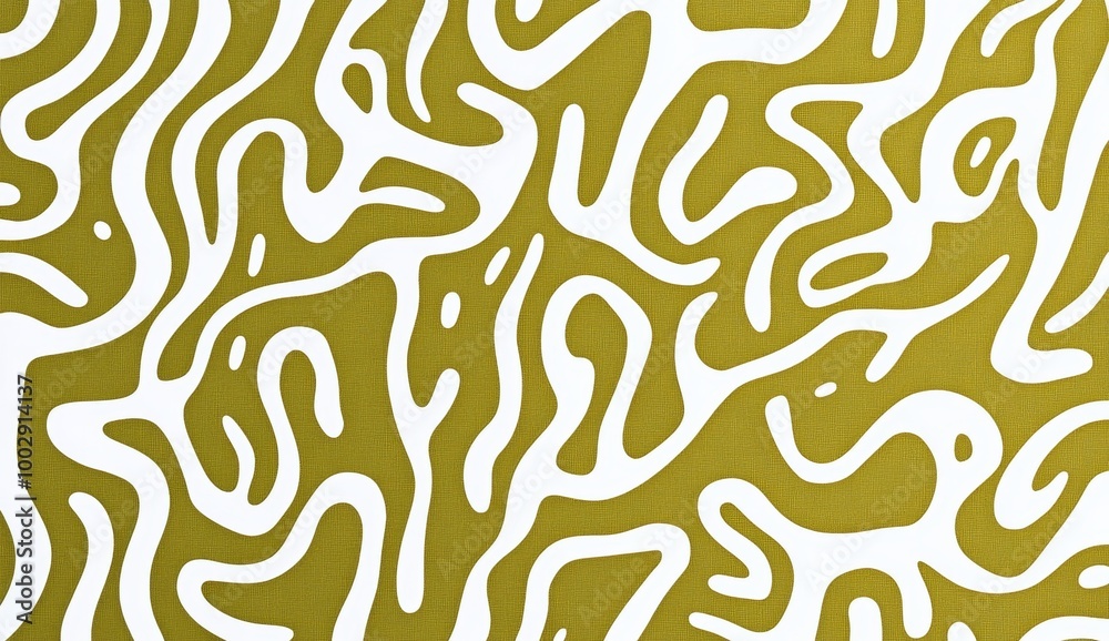 olive and white pattern of squiggles