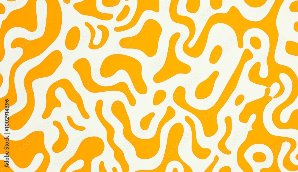 Orange and white pattern of squiggles on a plain white background Orange and white pattern of squiggles on a plain white background